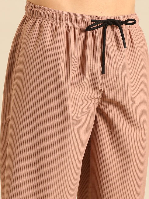 Mocha Brown Textured Relaxed Fit Co-Ords Set